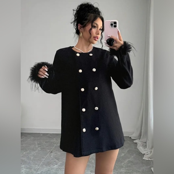 Women’s Elegant Fashion Outerwear, Polyester Double-Breasted Coat - Picture 3 of 8